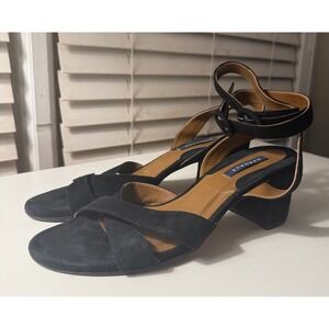 Margaux‎ The City Black Suede Ankle Strap Heel Sandals Leather Spain Sz 40.5